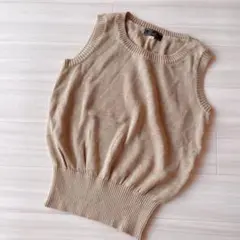 809【レリアン】ニットベスト リネン混 M ベージュ 秋服 コクーン