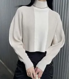新品タグ付き★WIDE STRIPE KNIT TOP ホワイト