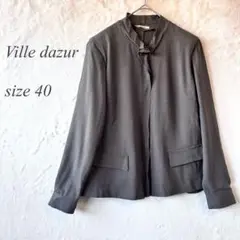 Ville dazur ノーカラーシャツサイズ40 カーキ フリル襟 878