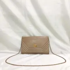 希少 セリーヌ チェーン ショルダーバッグ ブラゾン金具 レザー ヴィンテージ