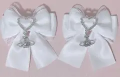 リボンヘアクリップ ホワイト 惑星チャーム