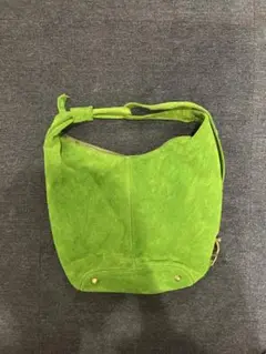 90s00s　nard elli suede スエードバッグ レザー黄緑