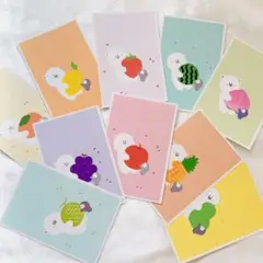 シロ&ペン　フルーツとれました　10枚　ポストカード　ハガキ　イラスト　デザイン