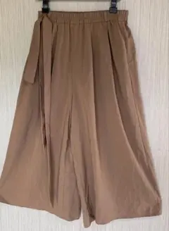 ガウチョパンツ ブラウン リボン付き L　美品