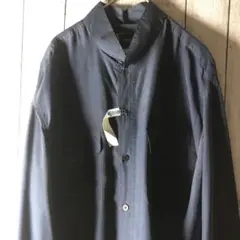 You Coh Silk シルク シャツ ネイビー スタンドカラー L