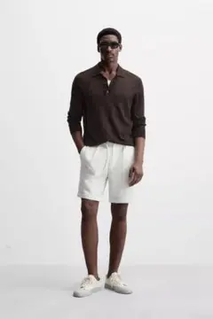 美品）ZARA ホワイト ハーフパンツ ショートパンツ Mサイズ