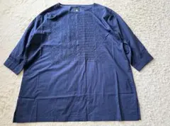【新品未使用】 24S/Sメゾンドソイル クルーネック刺繍ブラウス ネイビー