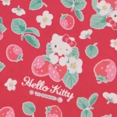Hello Kitty イチゴ柄 オックス生地 はぎれ レッド 60cm