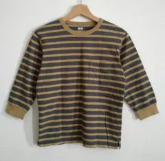 ユニクロ　ボーダークルーネックTシャツ　長袖　150　袖丈直しあり　②