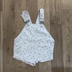 韓国子供服花柄ホワイトオーバーオール