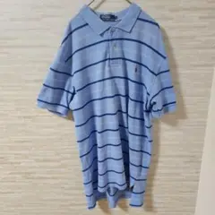【XL】ポロラルフローレン ポロシャツ ボーダー ブルー