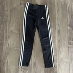 adidas ブラック サイドストライプ パンツ 150