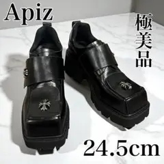 【極美品】Apiz スクエアトゥシューズ 厚底 シューズ 24.5cm 黒