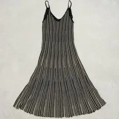 H&M◇ニットキャミワンピース ストライプ サマードレス ゴールド リゾート L