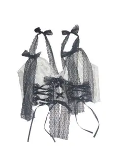 gothic lace ribbon camisole - white