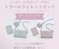 新品未使用　ミシェルマカロン　ノベルティ　トラベルウォレットセット　水色　3点