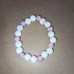 ハンドメイドブレスレット　白　ピンク　青　水色