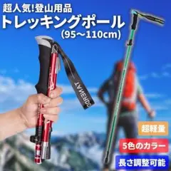 トレッキングポール 登山ストック 収納袋付き アウトドア 登山用品　グリーン