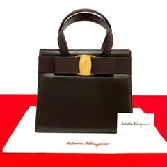 極 美品 レア サルバトーレフェラガモ ヴァラリボン レザー ミニ トートバッグ