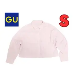 大人気　GU　ガールズ　クロップド　シャツ　ストライプ　ピンク　S　送料無料
