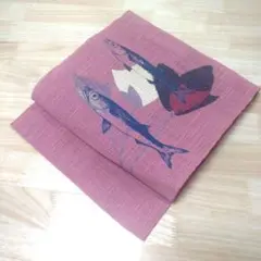 紗絽♥1点物♥秋サンマ×残暑♥二部式作り帯リメイク♥くすみカラー