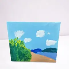 手描きアクリル画 海辺の風景アート キャンバス 絵画