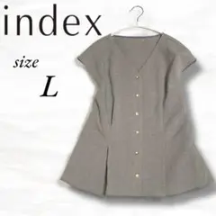 【index】リネンタッチ ブラウス ノースリーブ チュニック グレー L