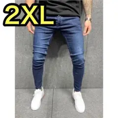 【 2XL 】スキニー デニム ブルー ストレッチ ジーンズ メンズ a