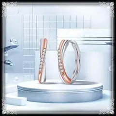 054P【51%OFF】フープピアス ツイスト ツートン CZダイヤ K18PG