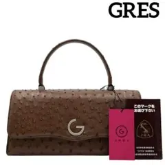 【美品】GRES PARIS　オーストリッチ✕クロコダイル　ピンク　ハンドバッグ 美品】GRES PARIS オーストリッチ✕クロコダイル ピンク