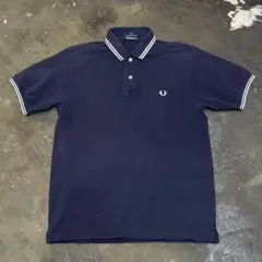 ◎FRED PERRY フレッドペリー 1P刺繍 リンガーポロシャツ Lネイビー
