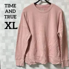 TIME AND TRUE 【XL】ピンク クルーネックスウェット 長袖