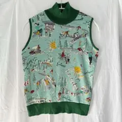 vintage⌇スカーフ ノースリーブニット