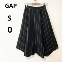 美品 GAP S 0 ストライプ 変形 ロングスカート ブラック