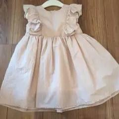 フリル付き　ノースリーブワンピース 92cm くすみピンク