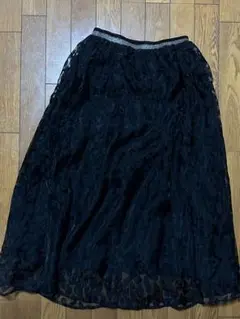 MICALLE ブラックレース　ロングスカート