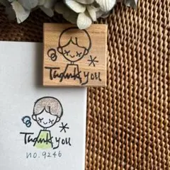 スタンプ　No. 9246 thank youショートヘアの女の子￼