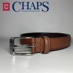 【ほぼ未使用】CHAPS レザー製メンズベルト ロゴバックル ブラウン