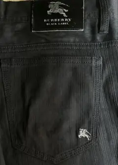 BURBERRY BLACK LABEL メンズブラックパンツロゴW73山陽商会