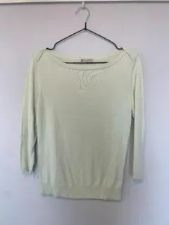 Aylesbury 薄緑 オフショルダー 五分袖ニット