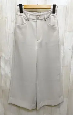 B3 B-Three ポリツイル ロング ワイドパンツ ベージュ 770429