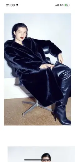 ZARA フェイクファーコート ブラック