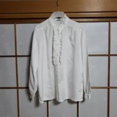 ホワイトフリル長袖シャツ