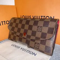 【極美品】 ルイヴィトン ポルトフォイユ エミリー ルージュ ダミエ エベヌ