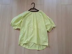 新品ゆったり刺繍イエロークルーネックチュニックブラウスカットソー