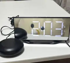 デジタル時計 ミラー仕上げ ワイヤレス充電器付き