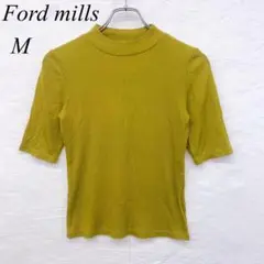 e4360 【フォードミルズ】五分袖ニットトップス ストレッチ素材 梅茶色 M