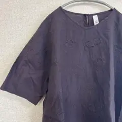 chambre de charme☆フード柄　刺繍ブラウス　コットン