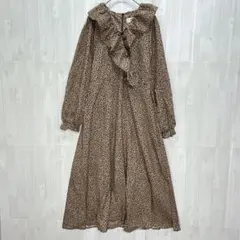 RURU フリルカラーヒョウ柄ロングワンピース　美品　2