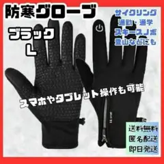 ブラック　L　手袋 防寒　自転車　タッチ　 防風　防水　 スキー　　マラソン